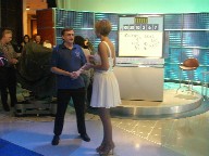 Tony talking to Rachel Riley